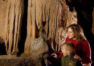 Lake Shasta Caverns with mom and son
