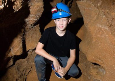 Cumberland Caverns, TN boy with hard hat