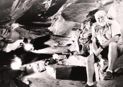 Old picture of man in cave